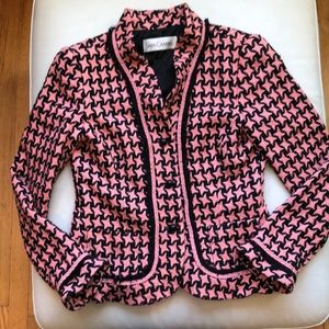 Sara Campbell coral/black houndstooth blazer